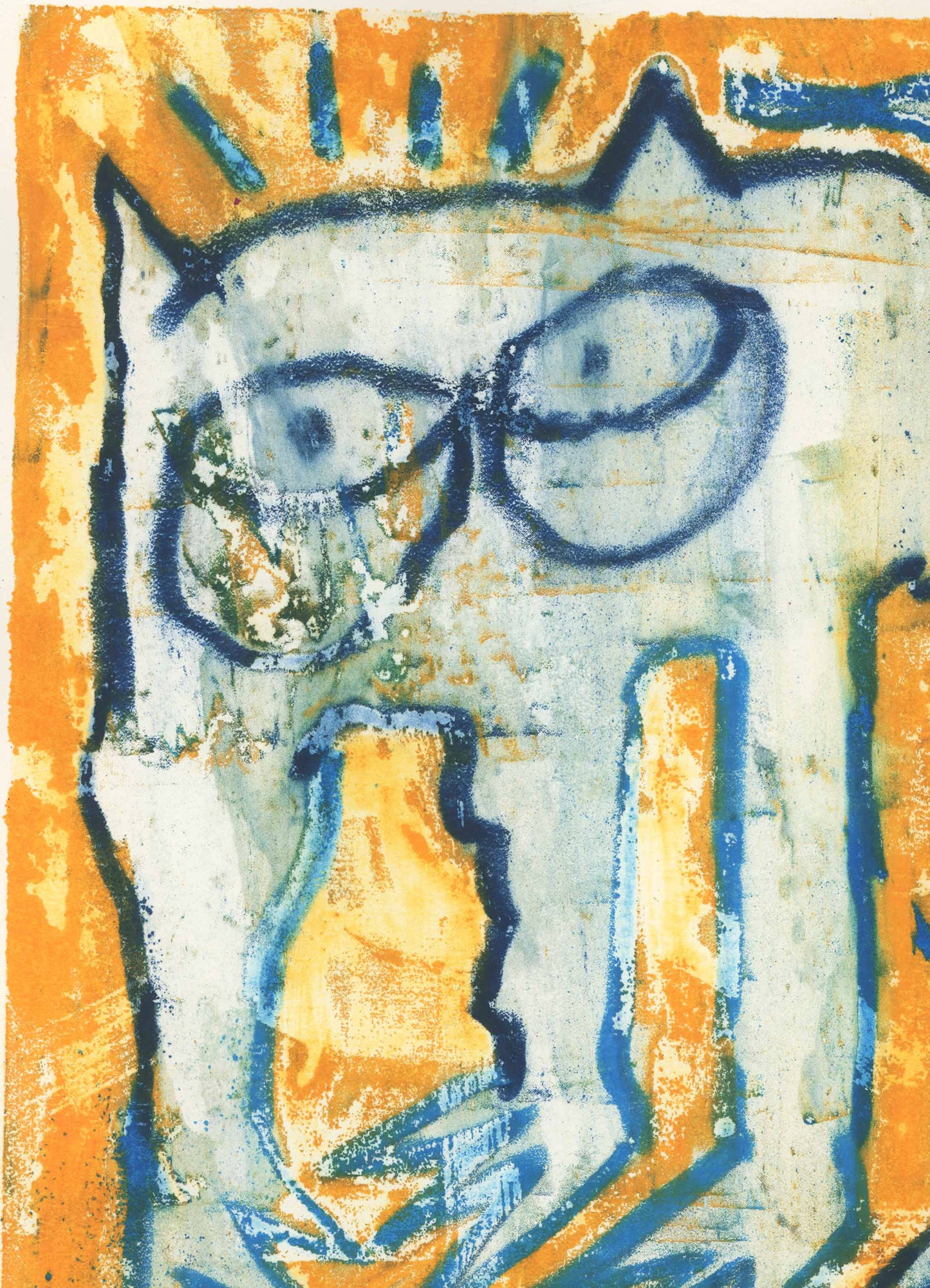 cat monoprint 35x25 cm