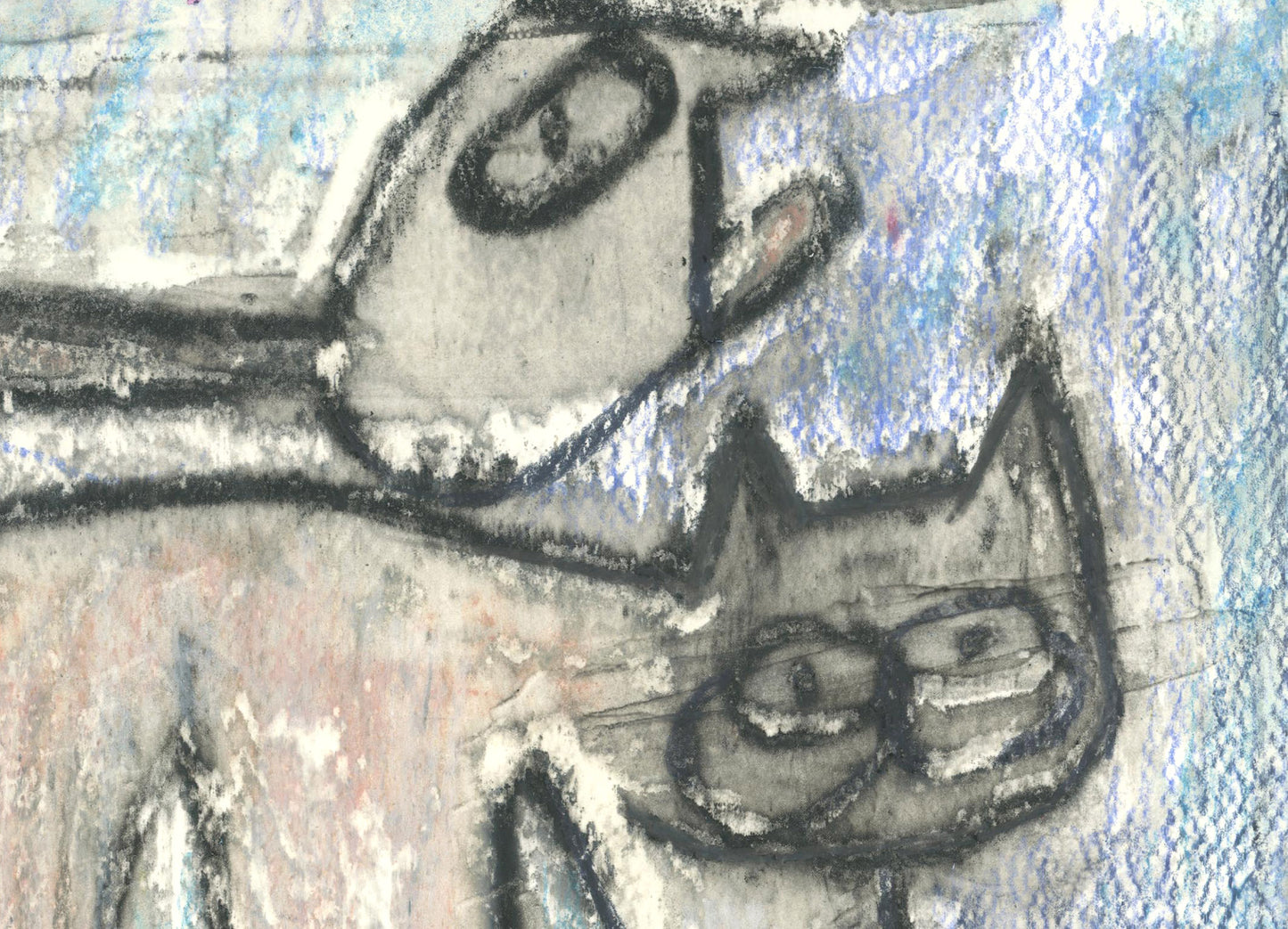 #2 a cat and a bird monoprint 35x25 cm